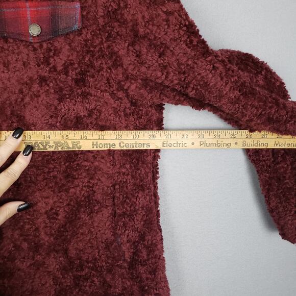Pendleton Women's M Full Zip Fuzzy Jacket Burgundy Red Fall Granola Girl Shacket - Picture 8 of 11